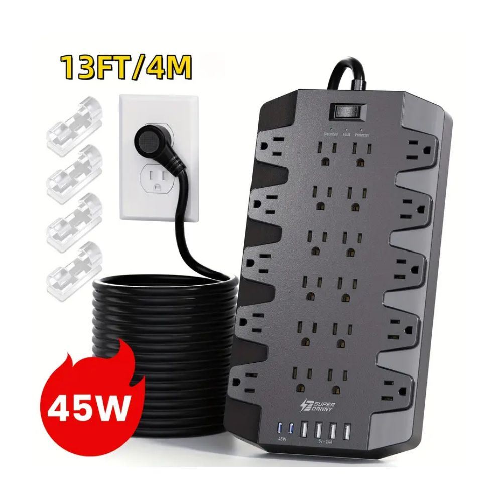 Tomacorriente 2100J con 22 Tomas,4 Puertos USB y 2 tipo-C